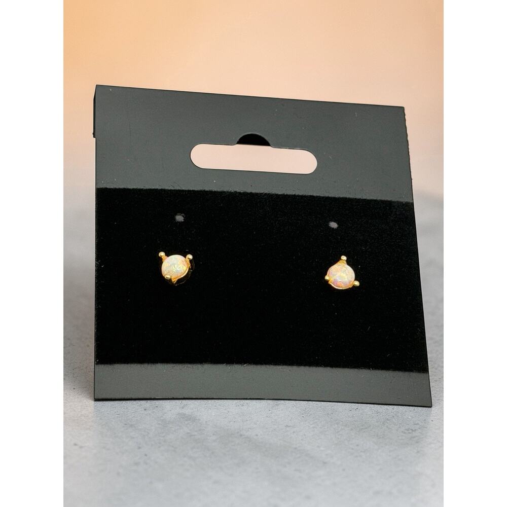 18kt Gold Plated Round Opal Stud Metal Earrings Fashion Jewelry